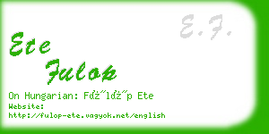 ete fulop business card